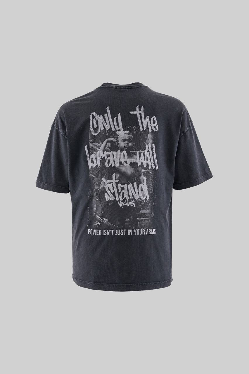 Men’s Oversized Short Sleeve T-Shirt with Slogan and Photo Print