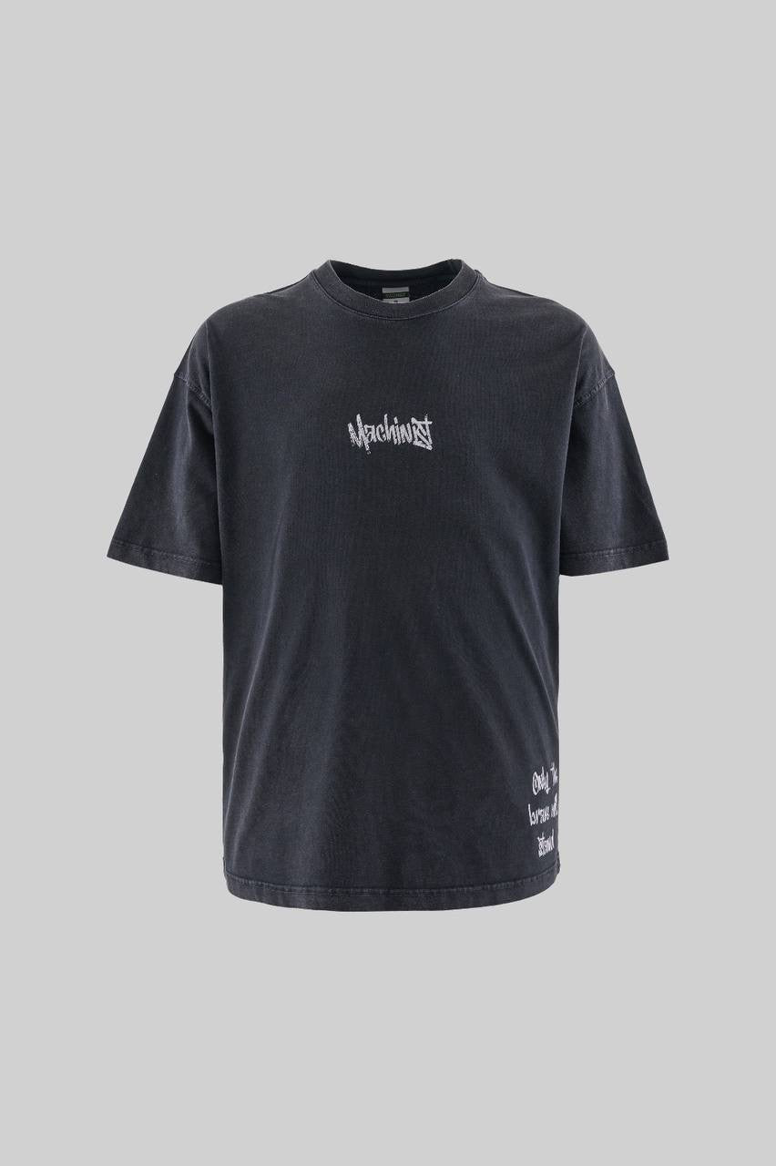 Men’s Oversized Short Sleeve T-Shirt with Slogan and Photo Print