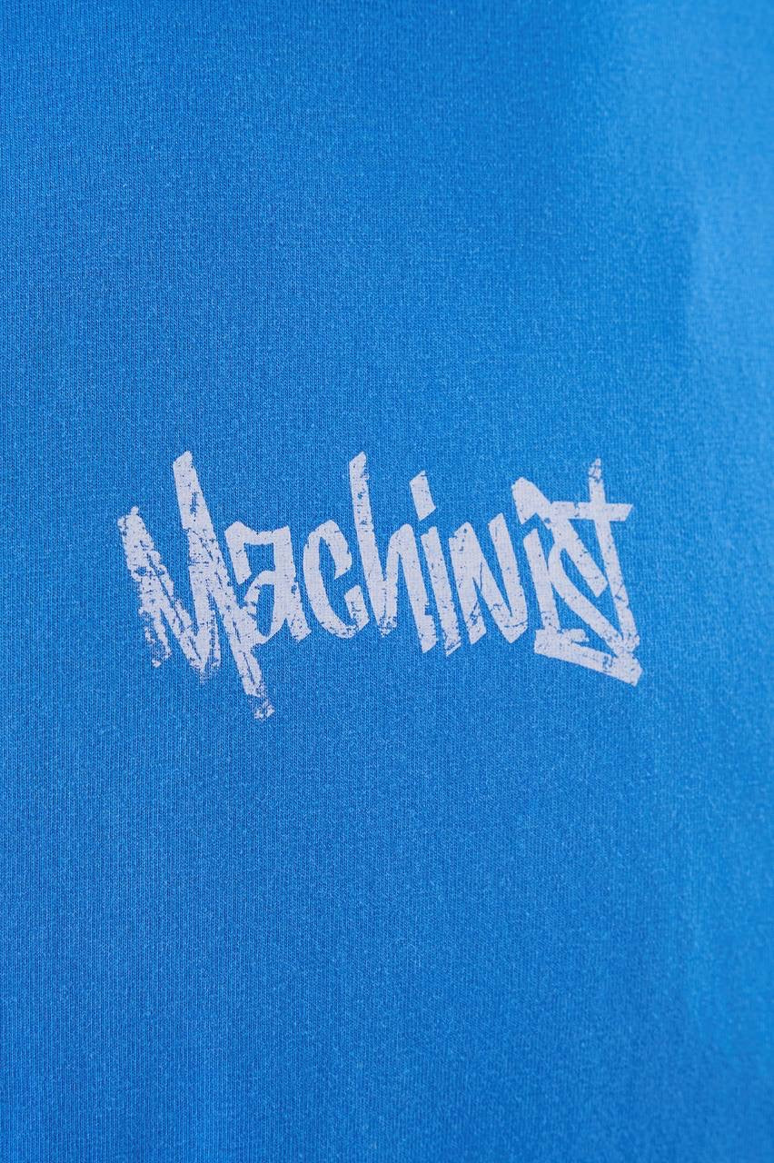 Men’s Boxy Fit Short Sleeve “Brave” Washed T-Shirt in Sax Blue