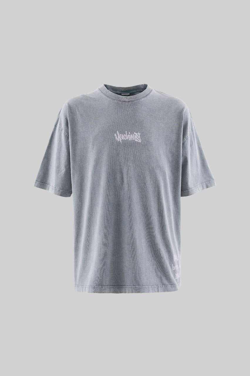 Men's Boxy Fit Oversized Graphic T-Shirt in Washed Grey Cotton