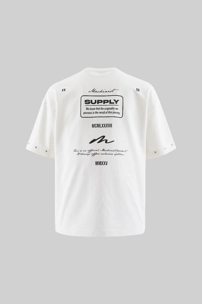 Men’s Boxy Fit Short Sleeve Printed T-Shirt with Dome Studs