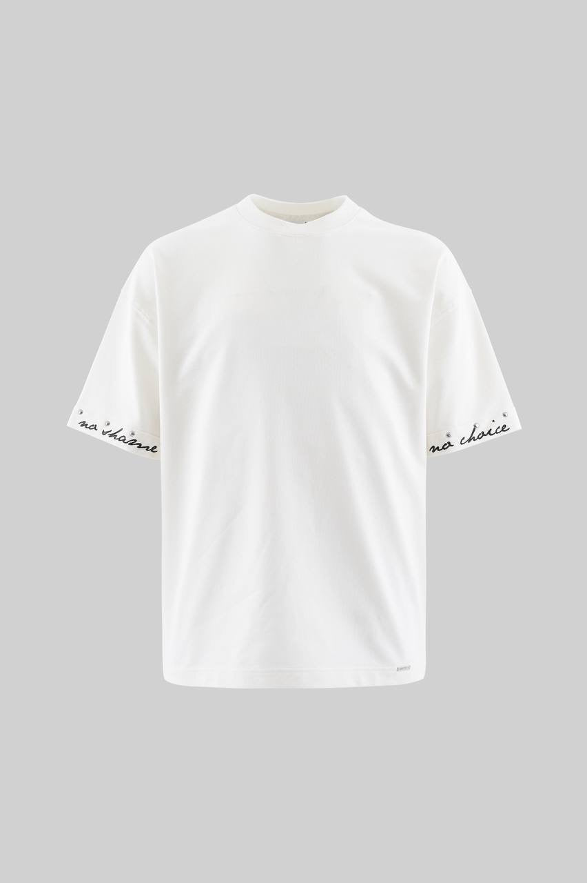 Men’s Boxy Fit Short Sleeve Printed T-Shirt with Dome Studs