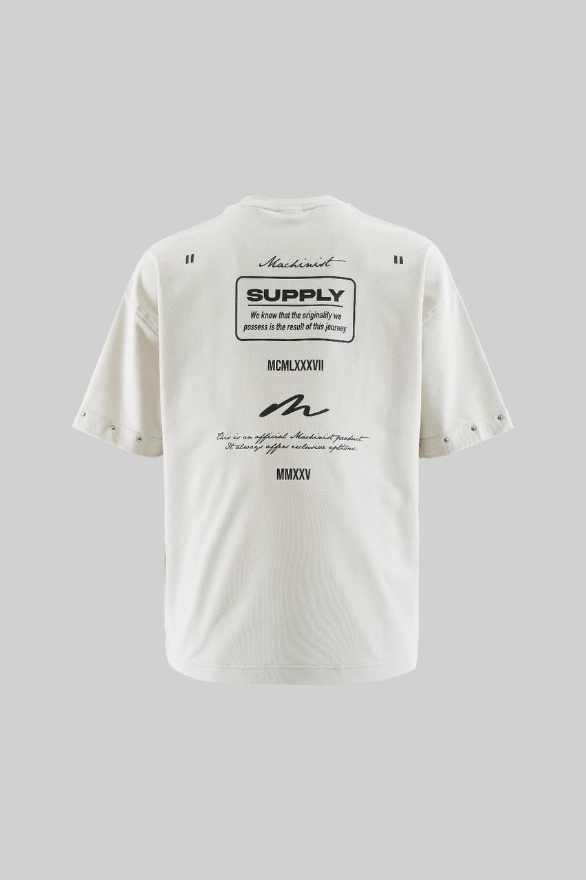 Men’s Boxy Fit Short Sleeve T-Shirt with Machinist Supply Graphic in Soft Cotton