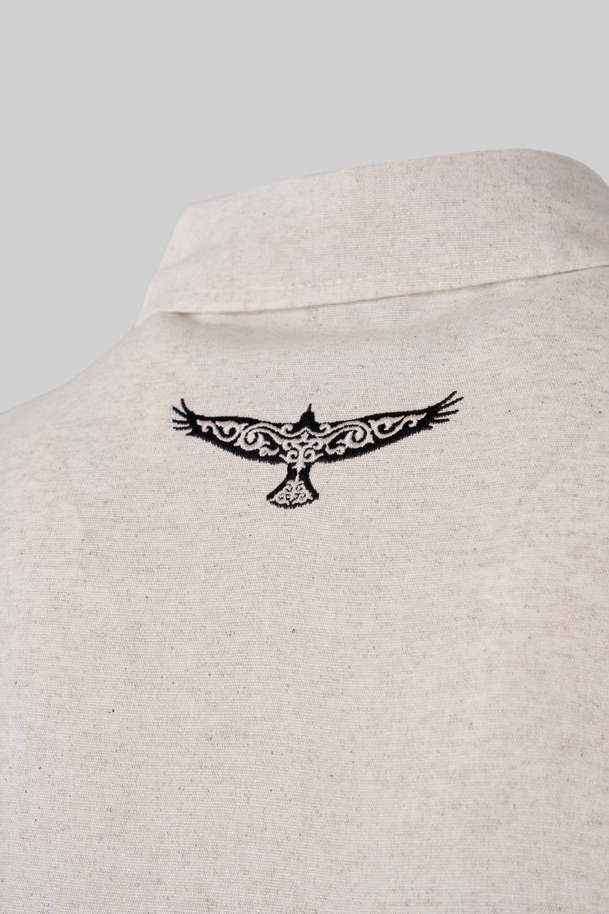 Men's Ethnical Viscose White Shirt with Bold Free Design