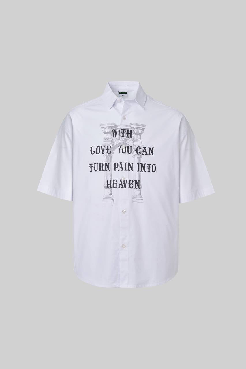 Men's Ancient Printed Cotton Shirt in White