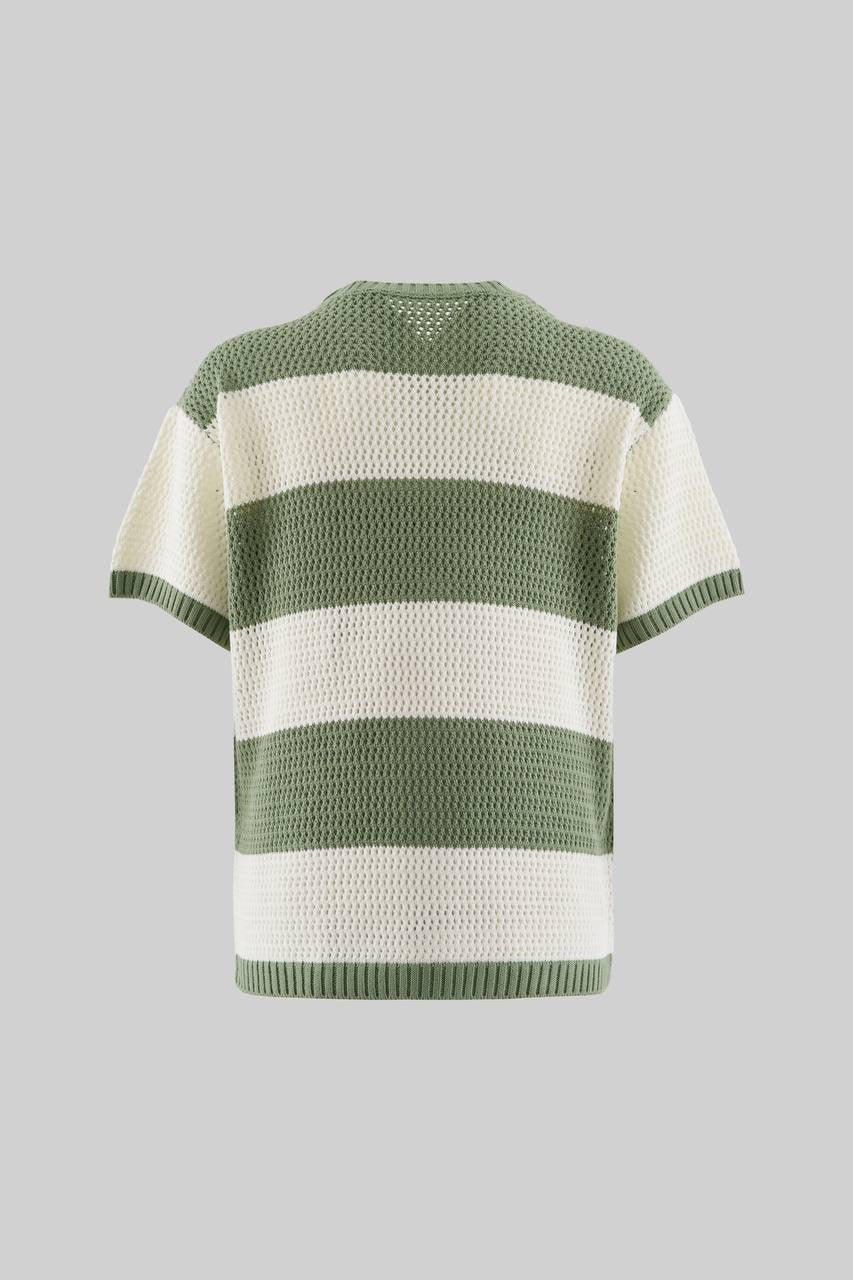 Men's Oversized Black and White Knit T-Shirt in Soft Cotton