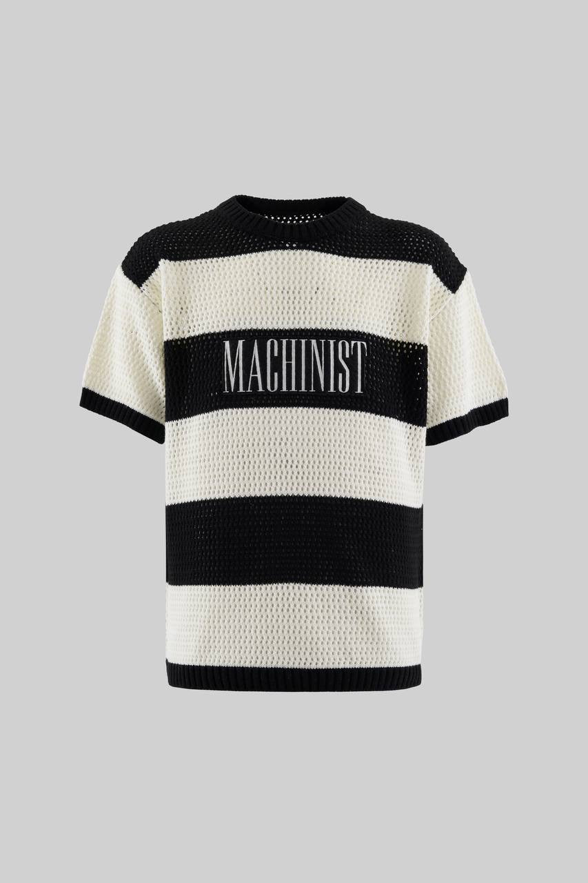 Men's Oversized Black and White Knit T-Shirt in Soft Cotton