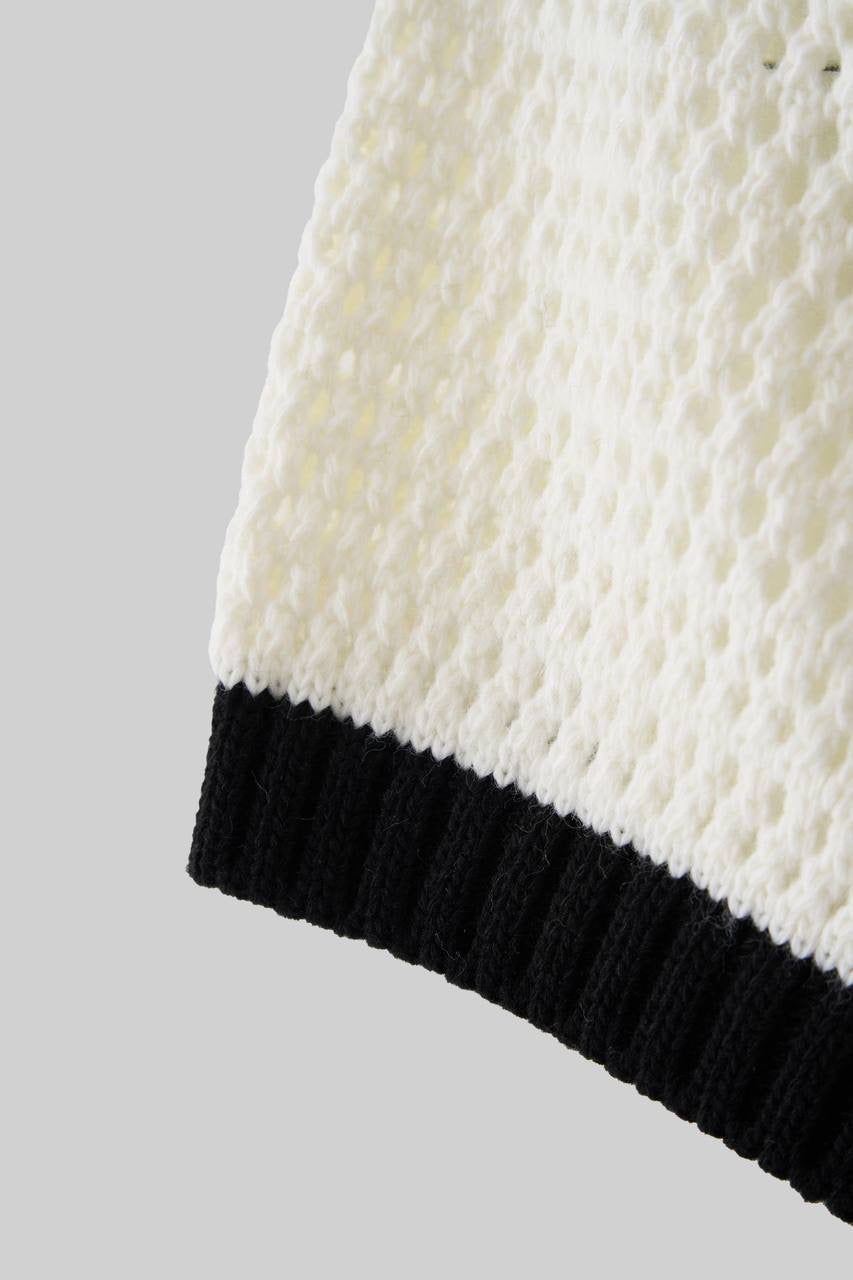 Men's Oversized Black and White Knit T-Shirt in Soft Cotton