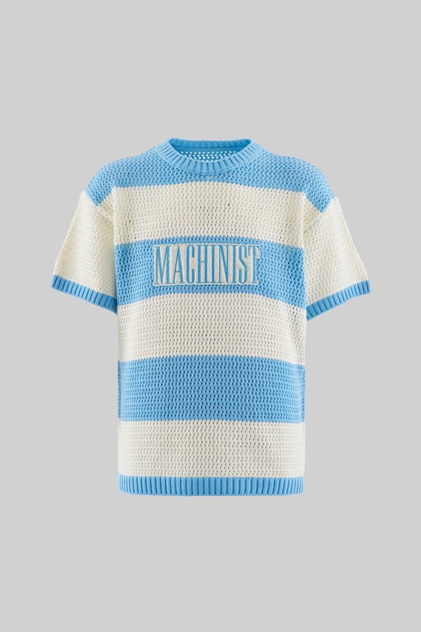 Men's Soft Cotton Baby Blue and Ecru T-Shirt with Relaxed Fit