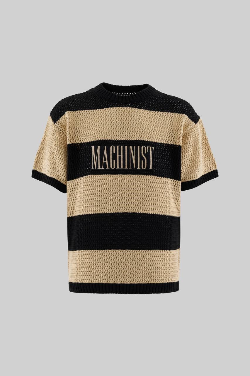 Men's Oversized Black and White Knit T-Shirt in Soft Cotton