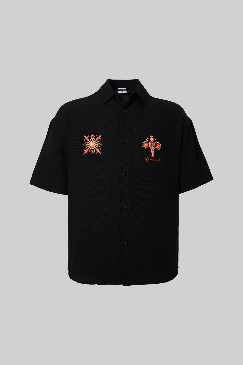 Men’s Relaxed Fit Floral Embroidered Shirt in Soft Viscose