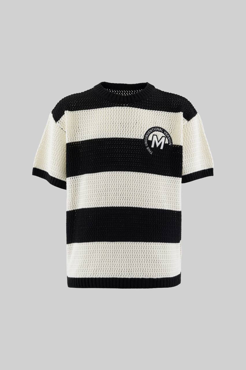 Men’s Striped Knit Polo Shirt in Soft Cotton Blend