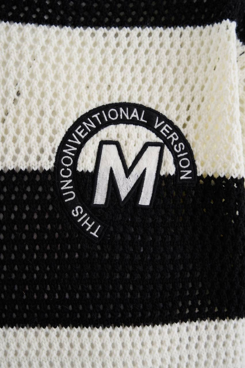 Men’s Striped Knit Polo Shirt in Soft Cotton Blend