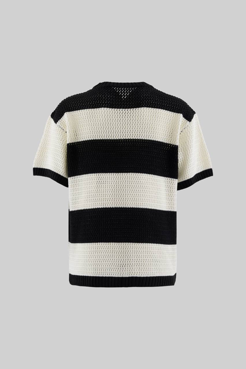 Men’s Striped Knit Polo Shirt in Soft Cotton Blend