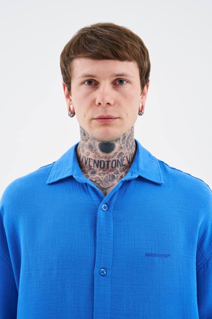 Men’s Relaxed Fit Short Sleeve Linen Shirt in Natural Fabric