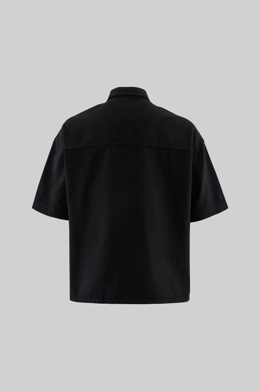 Men’s Boxy Fit Black Short Sleeve Denim Shirt