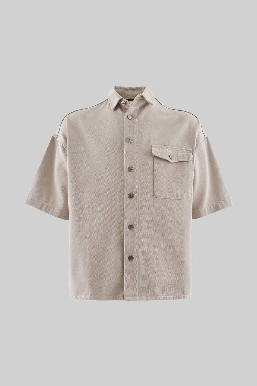 Men’s Boxy Fit Short Sleeve Denim Shirt in Soft Cotton