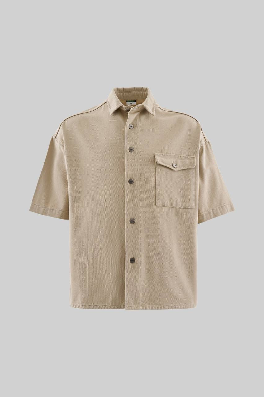 Men’s Boxy Fit Gabardine Shirt in Structured Cotton