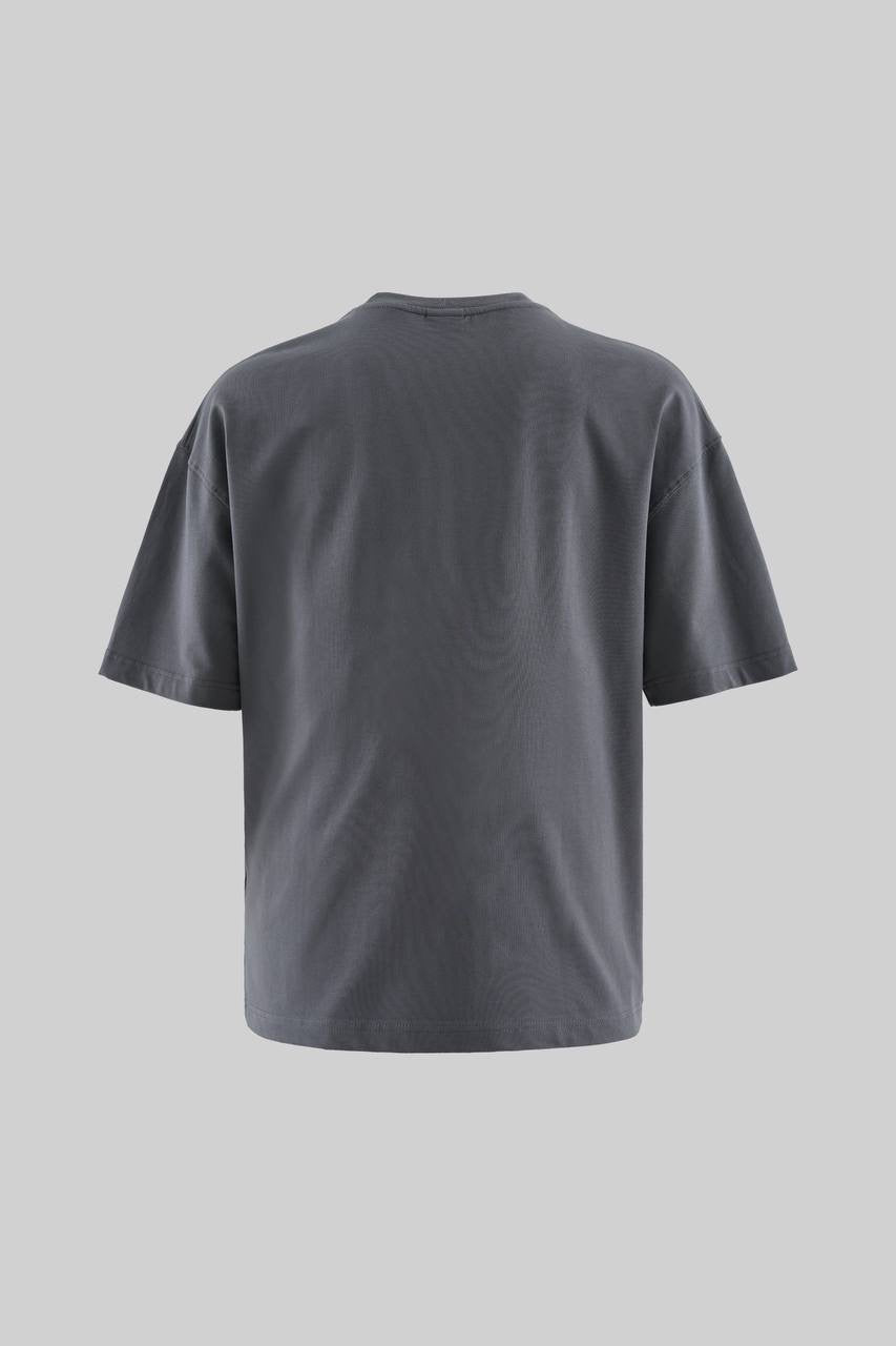 Men's Boxy Fit Short Sleeve T-Shirt in Soft Cotton with Peace Embroidery