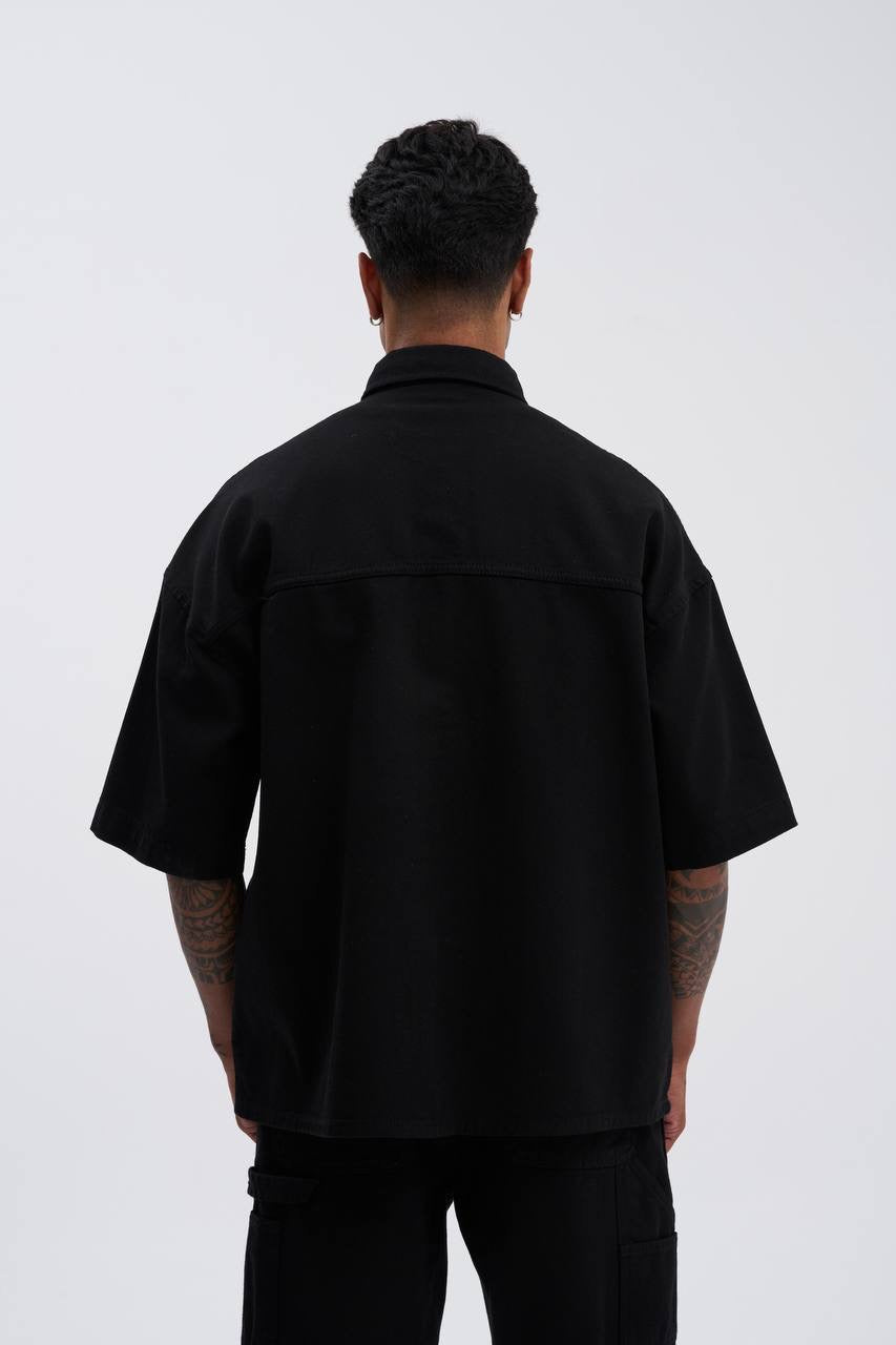 Machinist Oversize Black Button-Up Shirt – Men’s Statement Fit