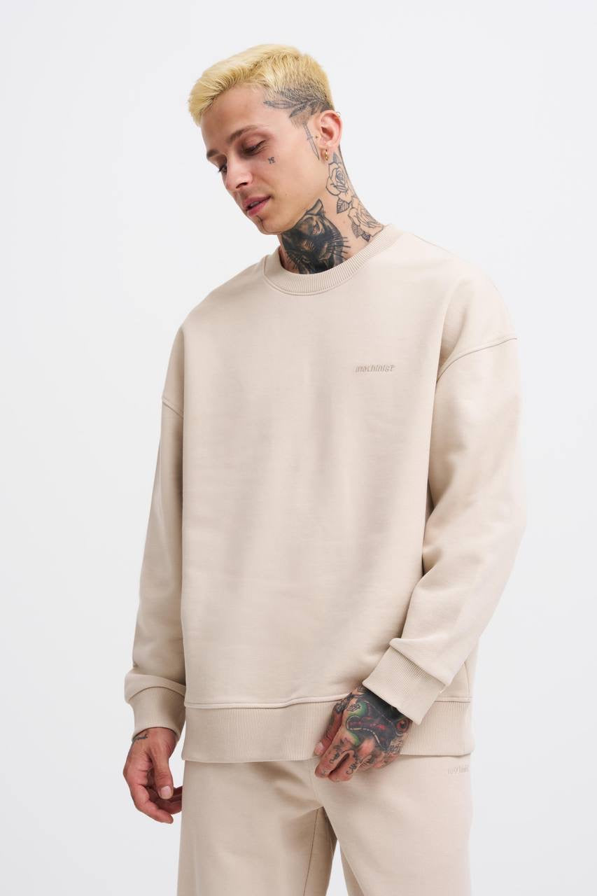Machinist Men's Basic Diagonal Sweatshirt – Soft Beige