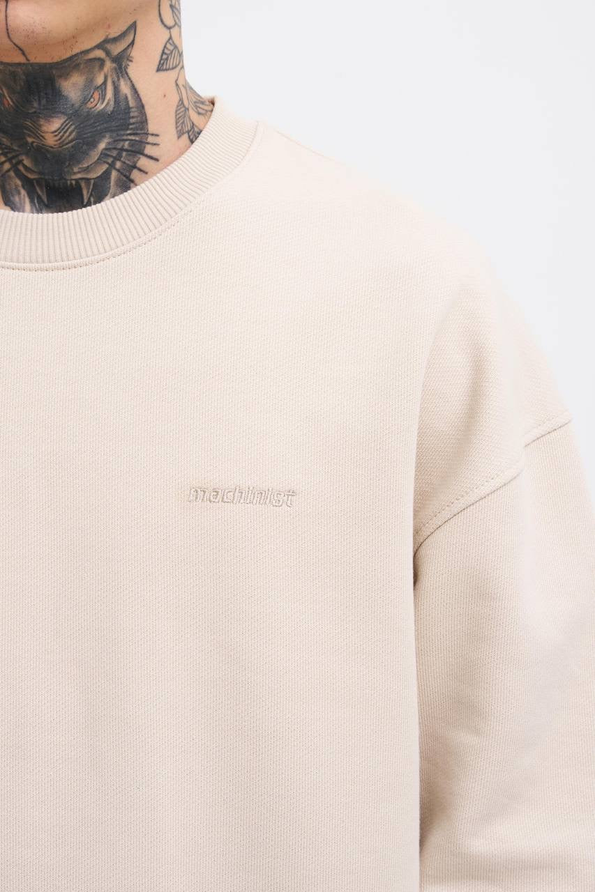 Machinist Men's Basic Diagonal Sweatshirt – Soft Beige
