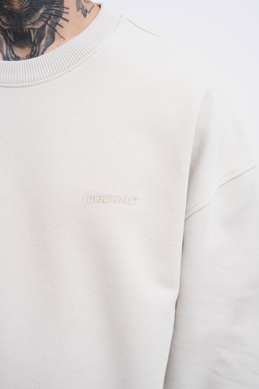 Machinist Men’s Basic Diagonal Polo Sweatshirt – Ecru