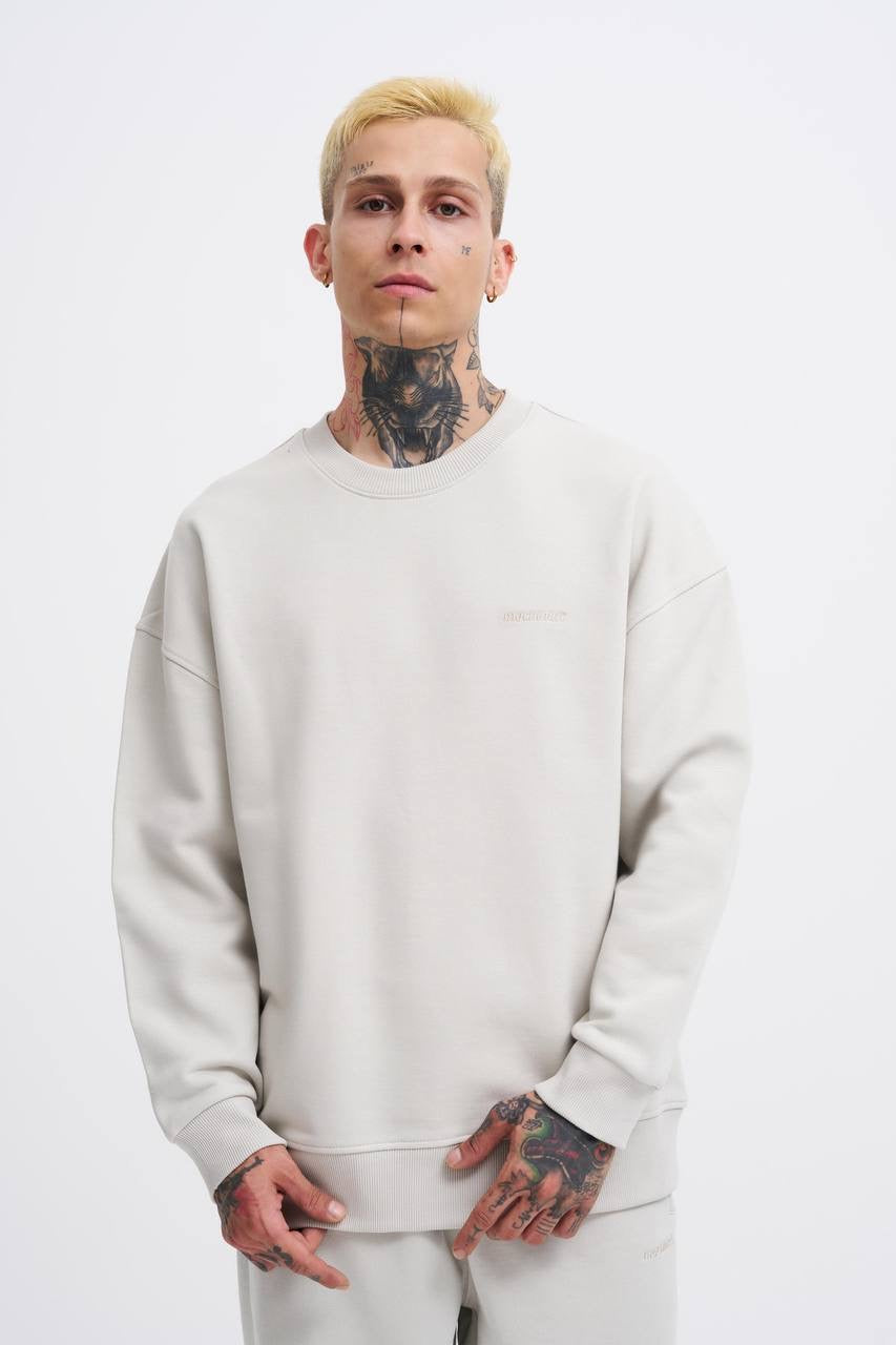 Machinist Men’s Basic Diagonal Polo Sweatshirt – Ecru