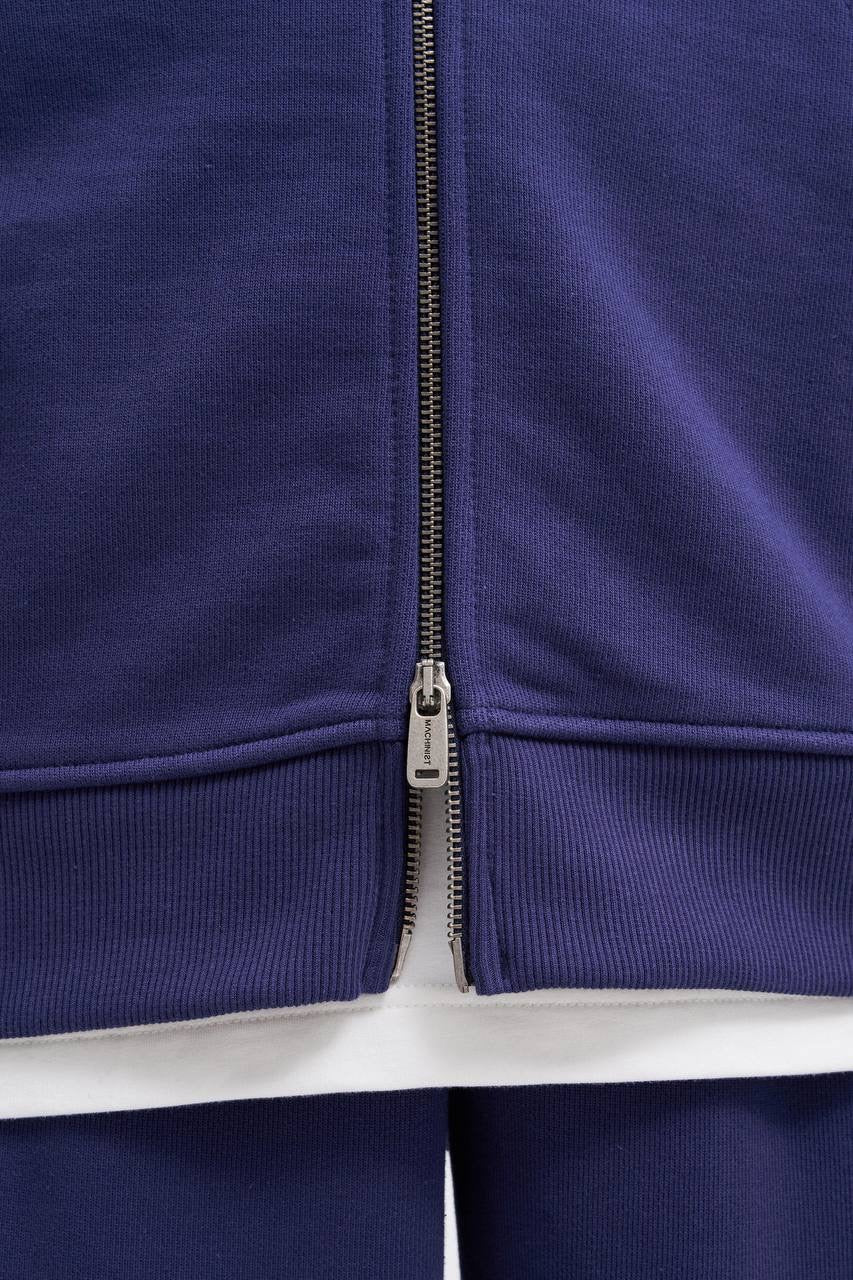 Machinist Men’s Basic Diagonal Zip Hoodie – Lacivert (Navy Blue)