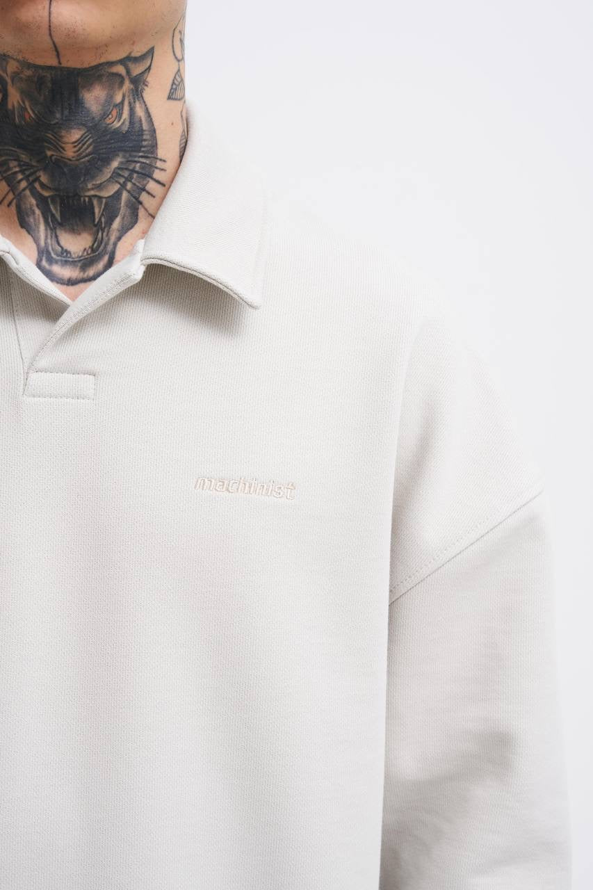 Machinist Men’s Basic Diagonal Polo Sweatshirt – Space Grey (Gri)