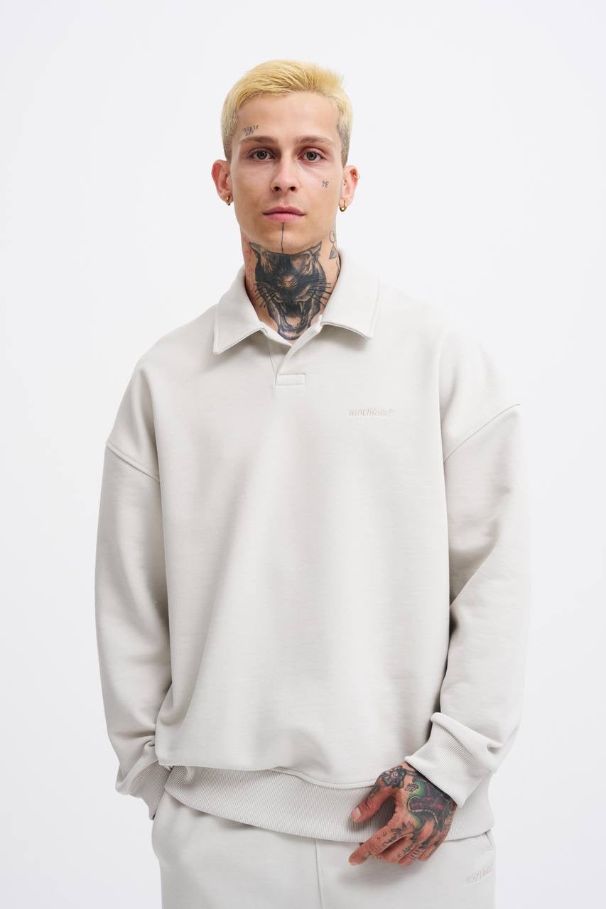 Machinist Men’s Basic Diagonal Polo Sweatshirt – Space Grey (Gri)