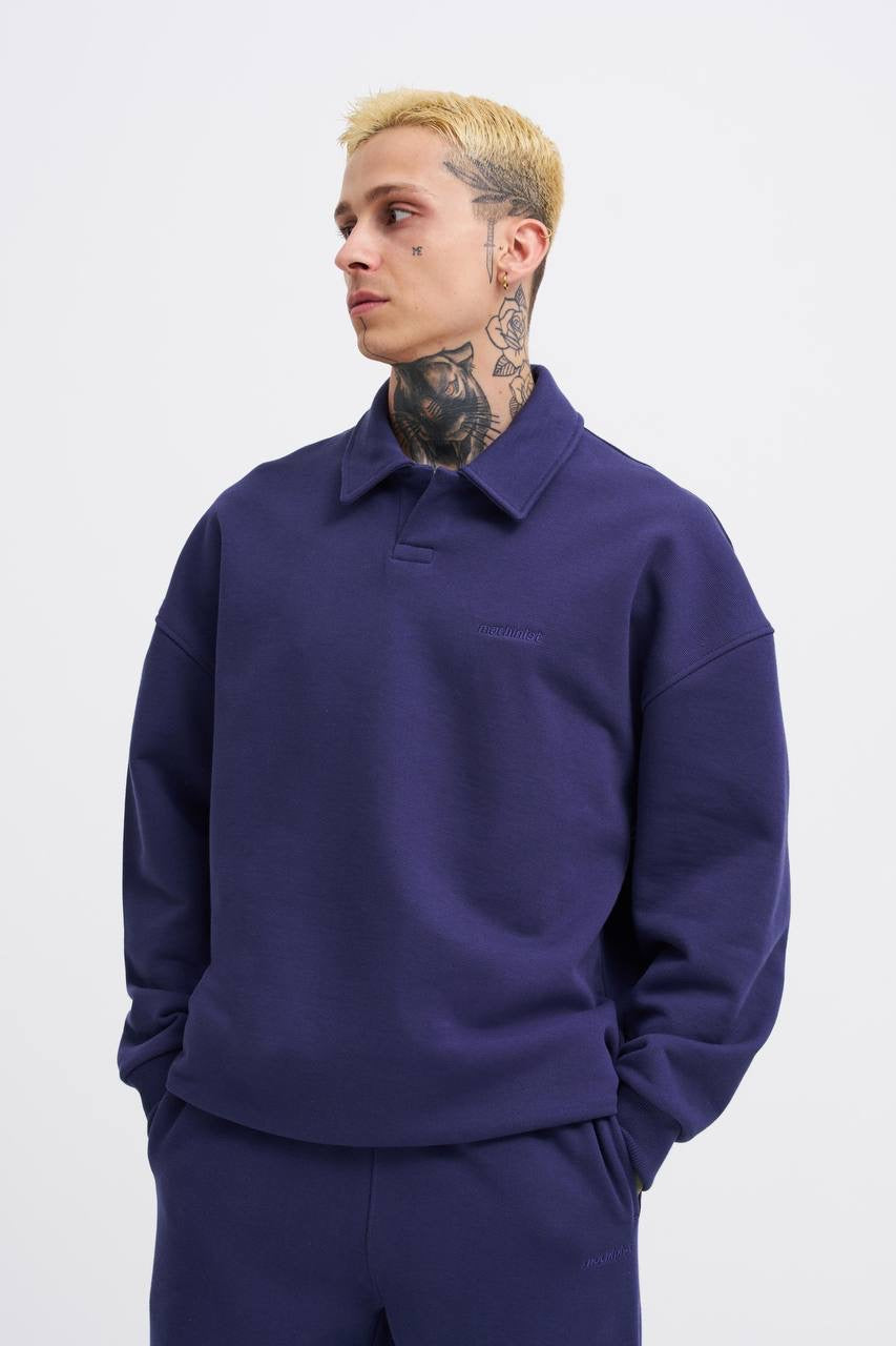 Machinist Men’s Basic Diagonal Polo Sweatshirt – Navy Blue (Lacivert)