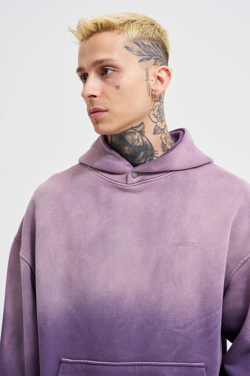 Machinist Men's Gradient Washed Purple Hoodie