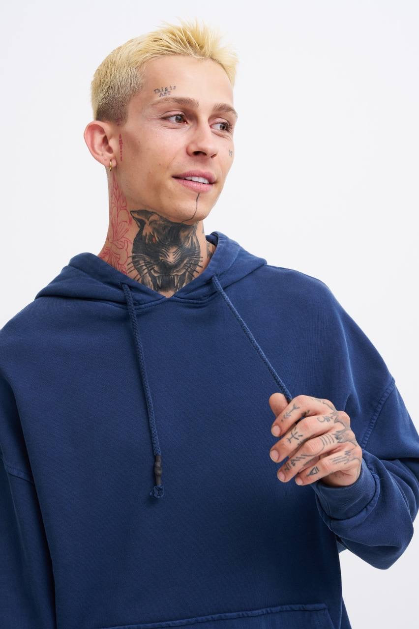 Machinist Basic Solid Hooded Oversize Washed Sweatshirt