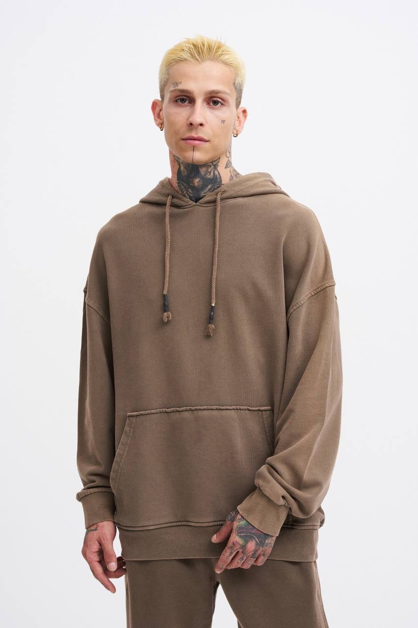 Machinist Basic Solid Hooded Oversize Washed Sweatshirt