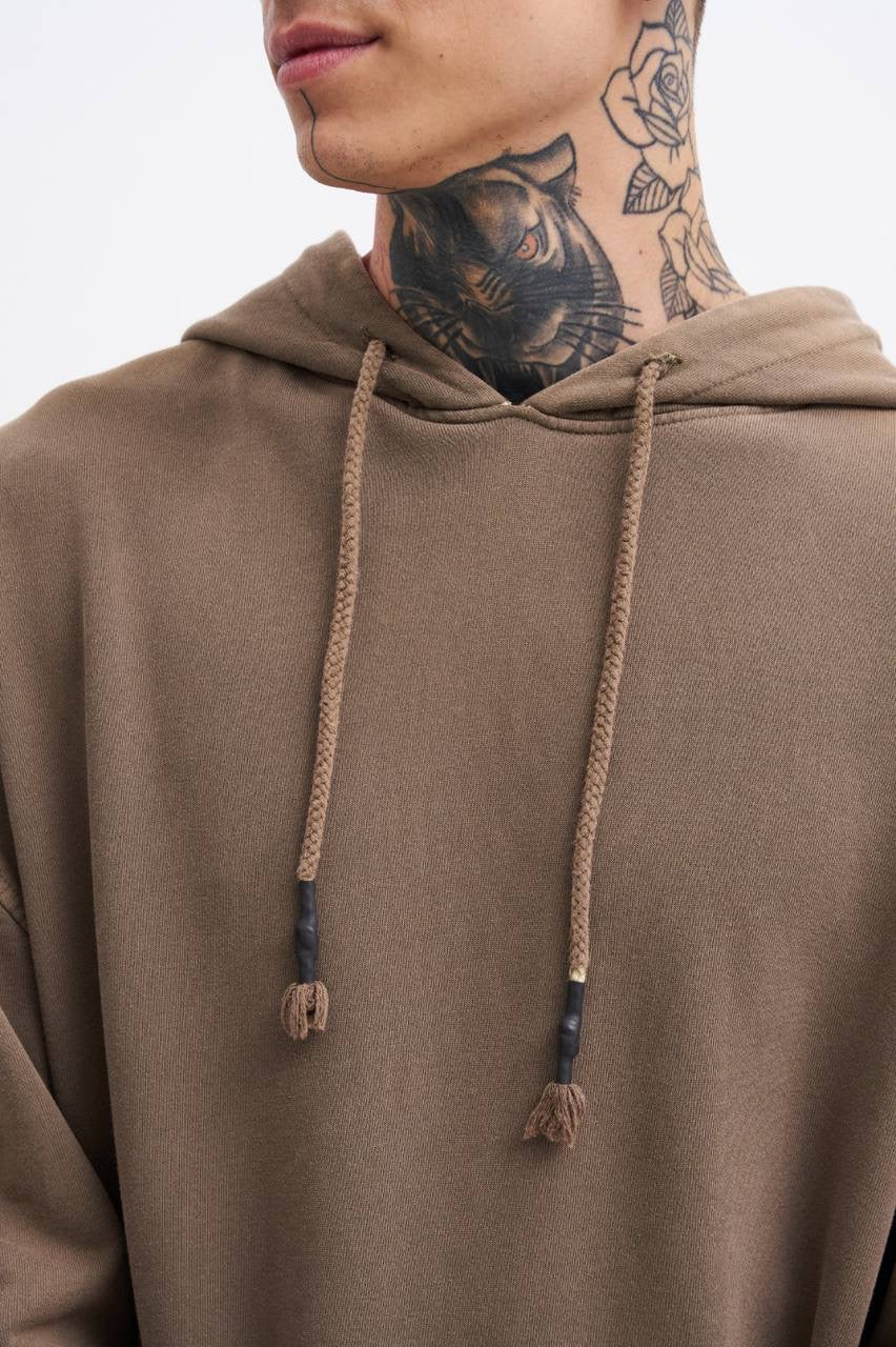Machinist Basic Solid Hooded Oversize Washed Sweatshirt