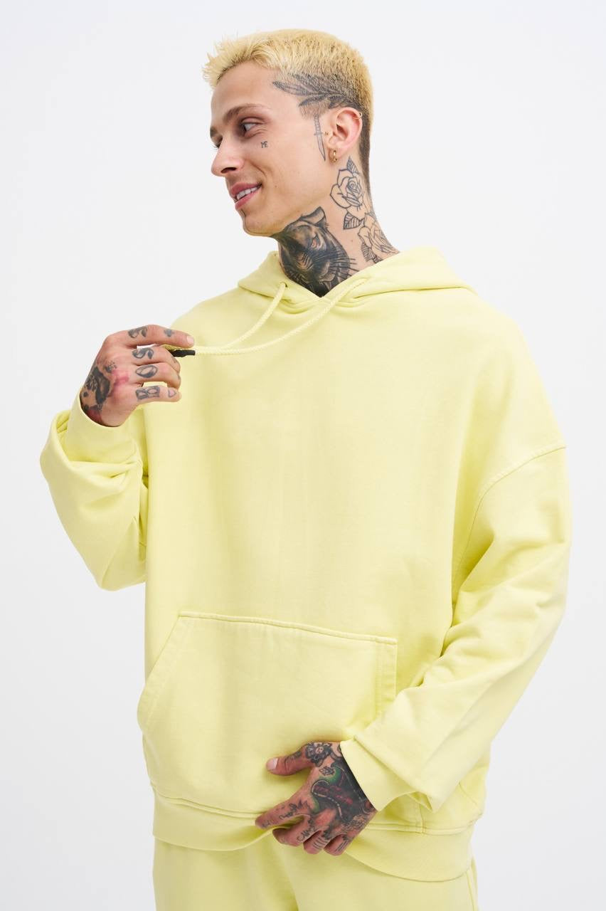 Machinist Basic Solid Hooded Oversize Washed Sweatshirt