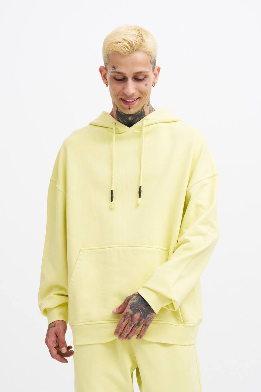 Machinist Basic Solid Hooded Oversize Washed Sweatshirt