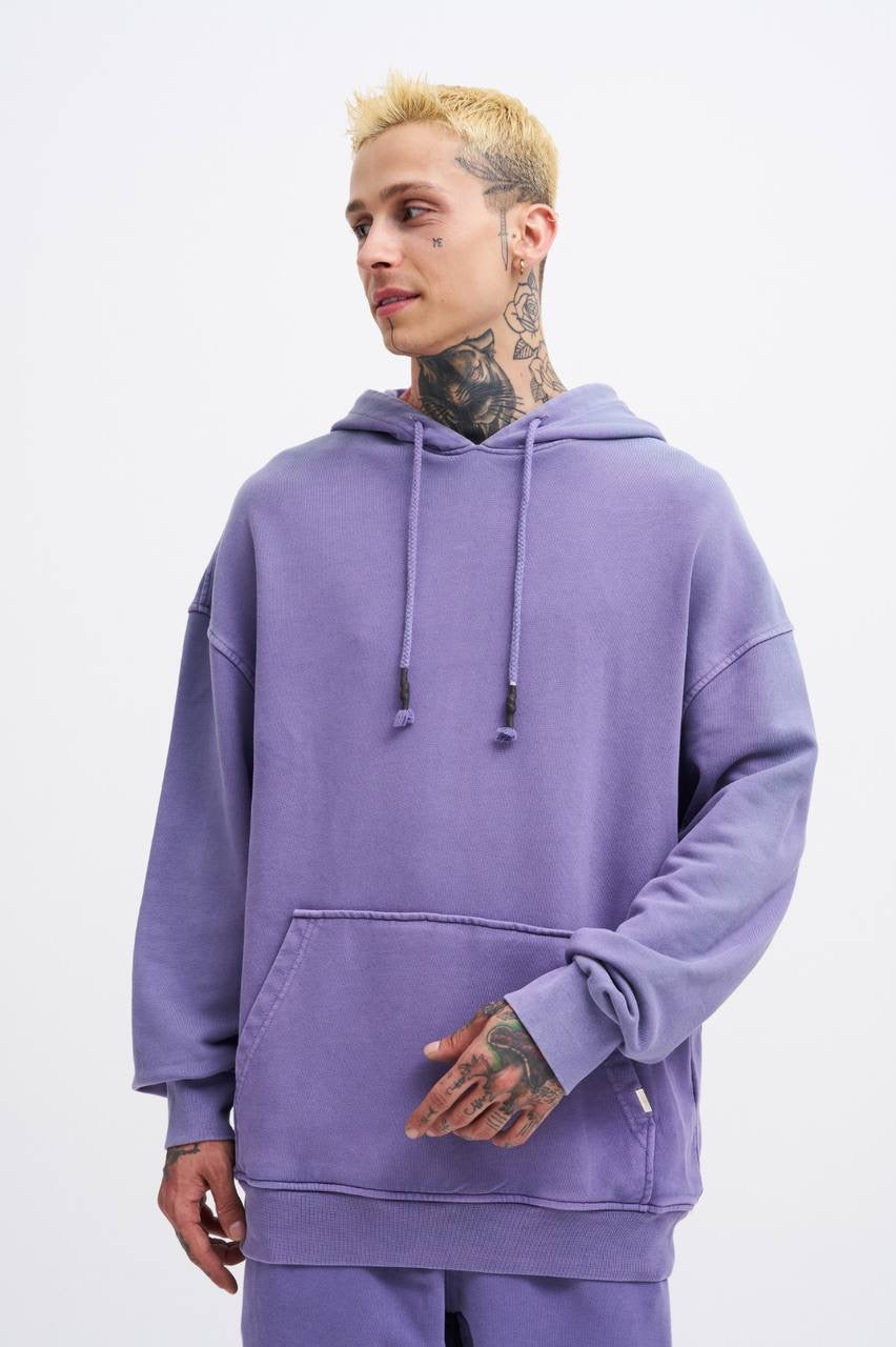 Machinist Basic Solid Hooded Oversize Washed Sweatshirt