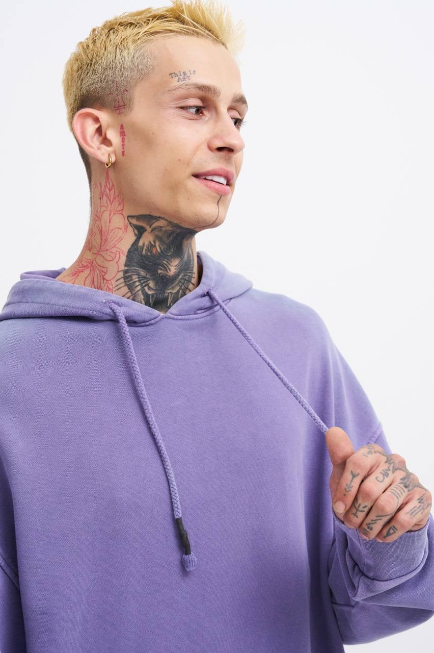 Machinist Basic Solid Hooded Oversize Washed Sweatshirt