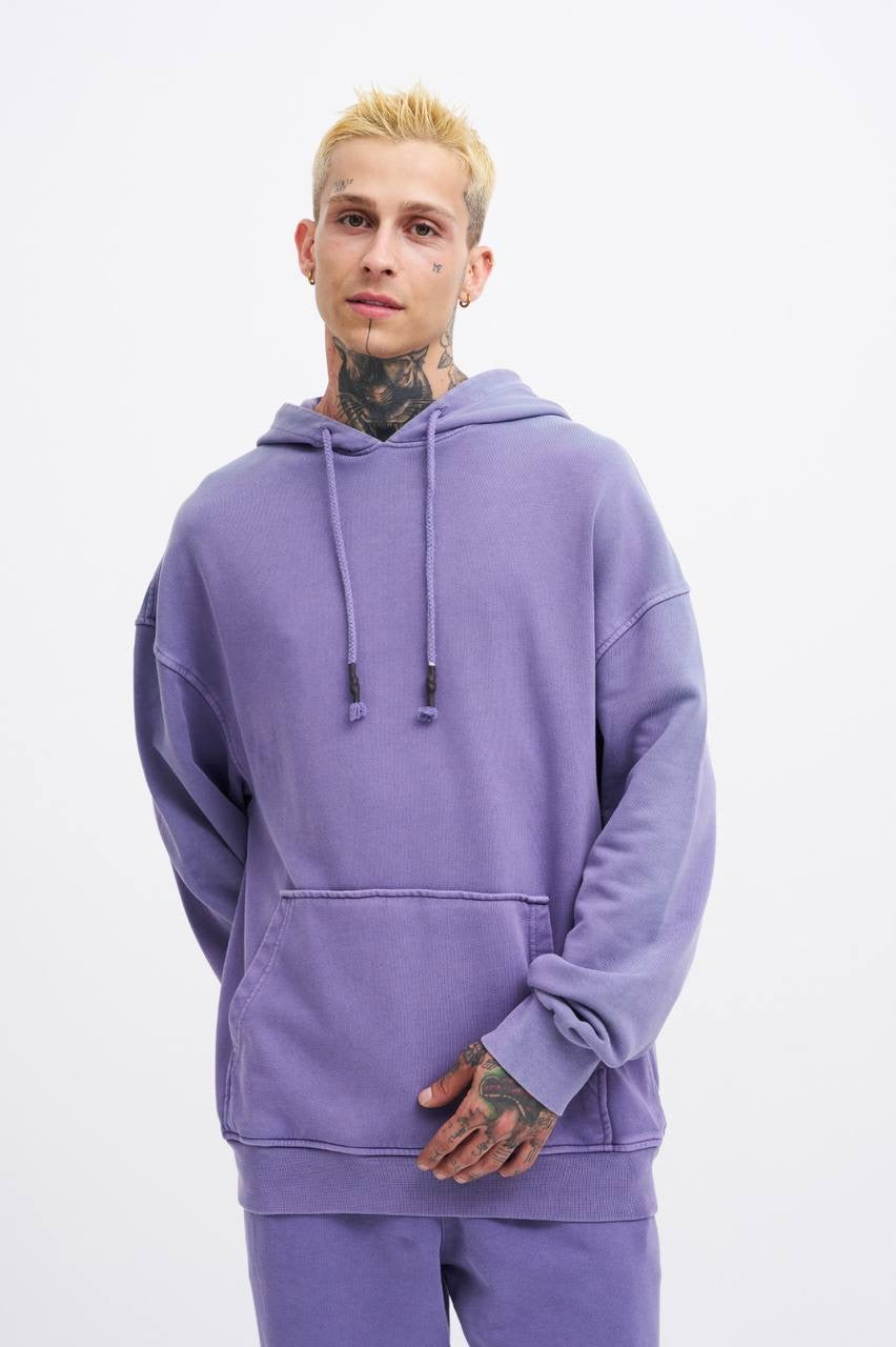 Machinist Basic Solid Hooded Oversize Washed Sweatshirt