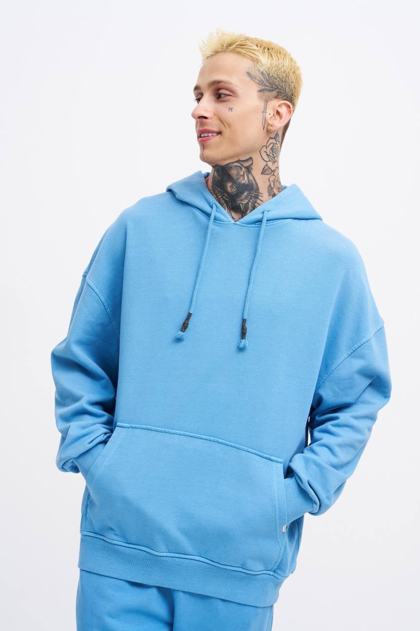 Machinist Basic Solid Hooded Oversize Washed Sweatshirt