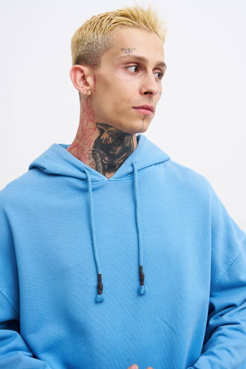 Machinist Basic Solid Hooded Oversize Washed Sweatshirt