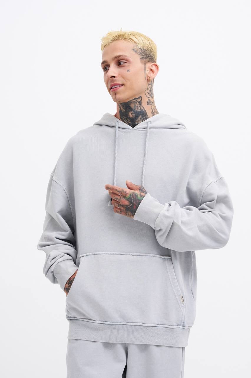 Machinist Basic Solid Hooded Oversize Washed Sweatshirt