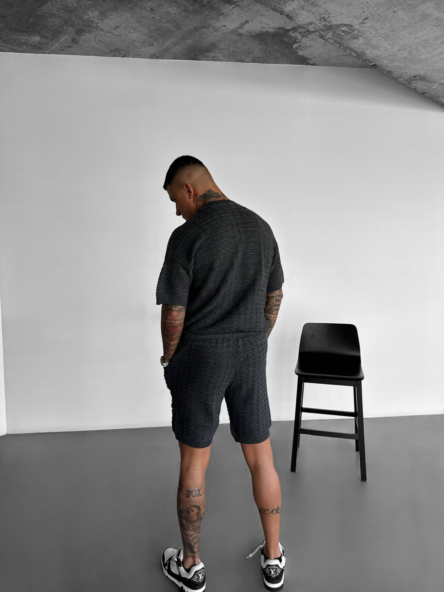 Oversize Holey Knit T-shirt - Anthracite