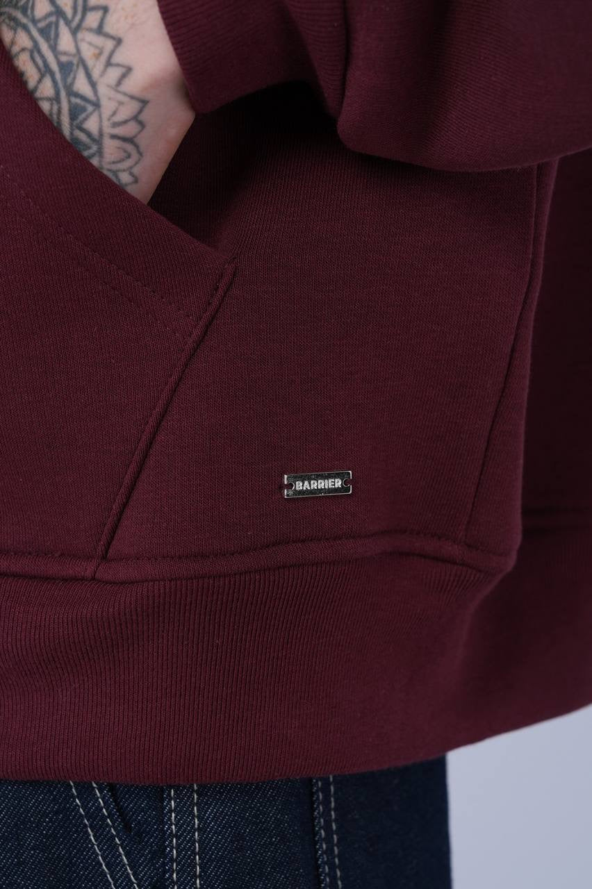 Maroon Oversized Zip-Up Hoodie – Unisex Streetwear Casual Jacket