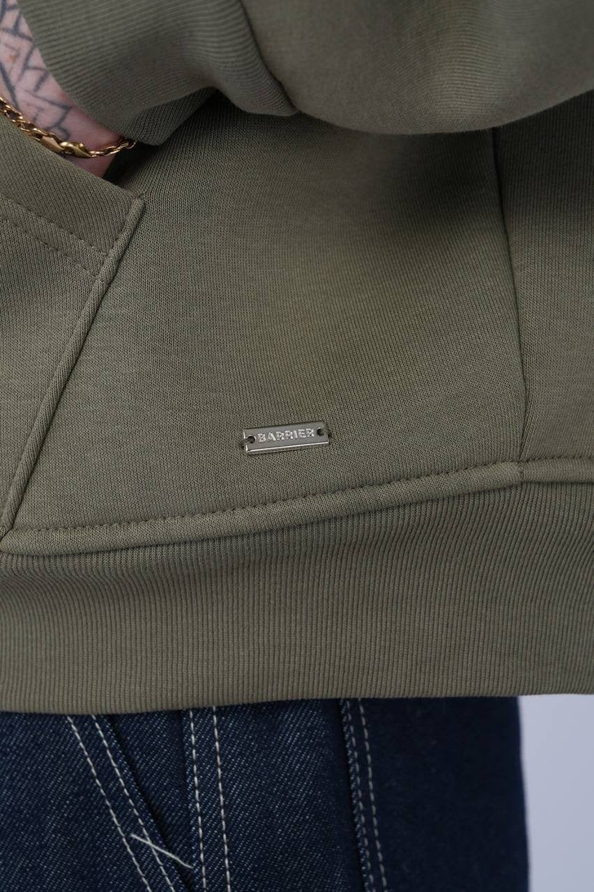 Olive Green Oversized Zip-Up Hoodie – Unisex Streetwear Casual Jacket