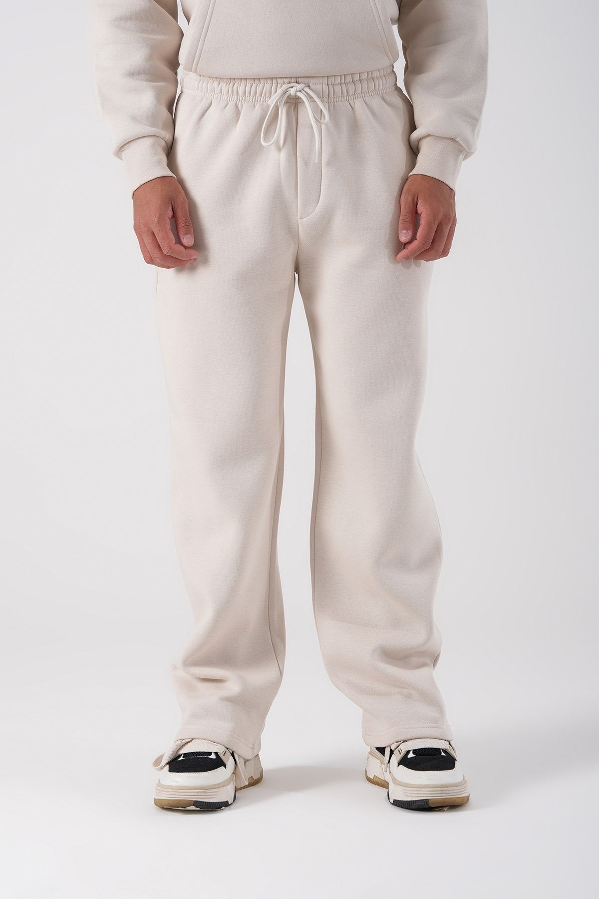 Beige Straight Fit Jogger Pants – Unisex Casual Streetwear Bottoms