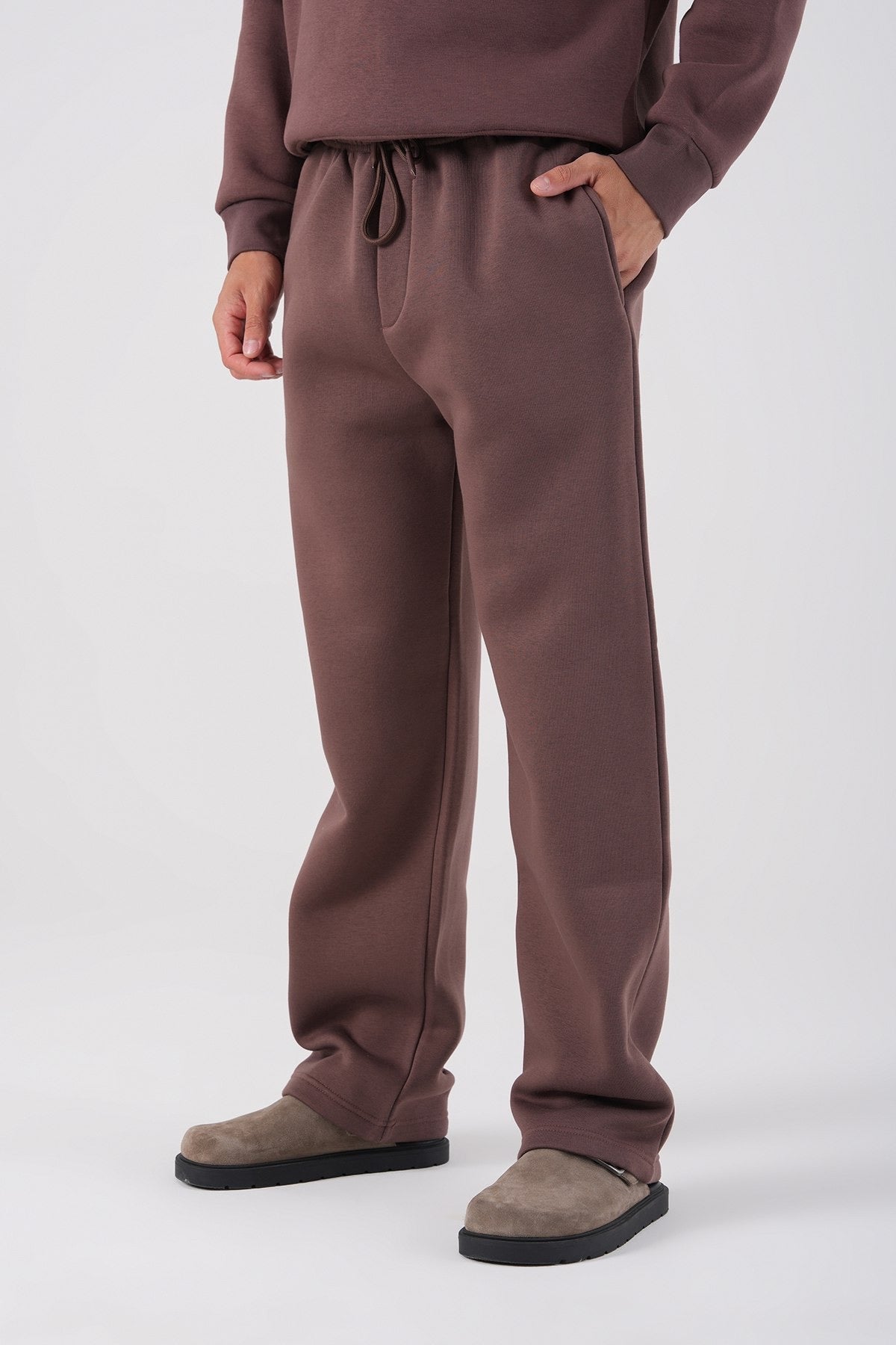 Dark Brown Straight Fit Jogger Pants – Unisex Casual Streetwear Bottoms