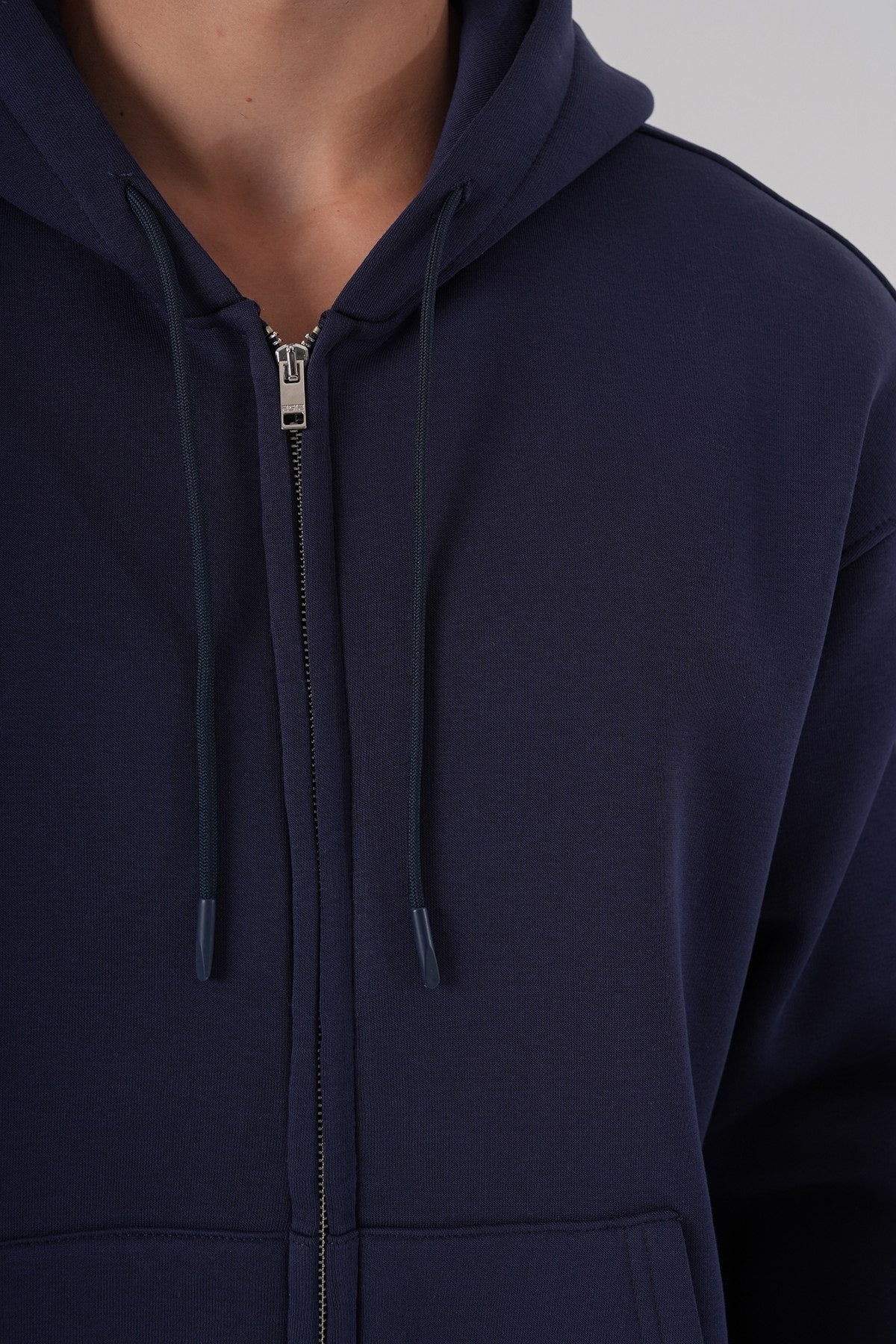 Navy Blue Zip-Up Hoodie – Unisex Casual Streetwear Sweatshirt